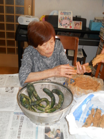 Cucumbers pickled in sake lees